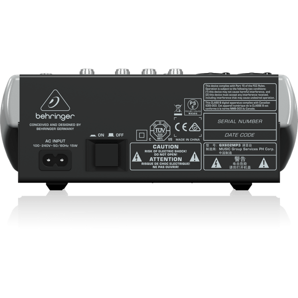 BEHRINGER QX602-MP3 XENYX MIXER 6 CANALI LETTORE MP3/USB EFFETTI VOCE KARAOKE REVERBERO/DELAY +48V