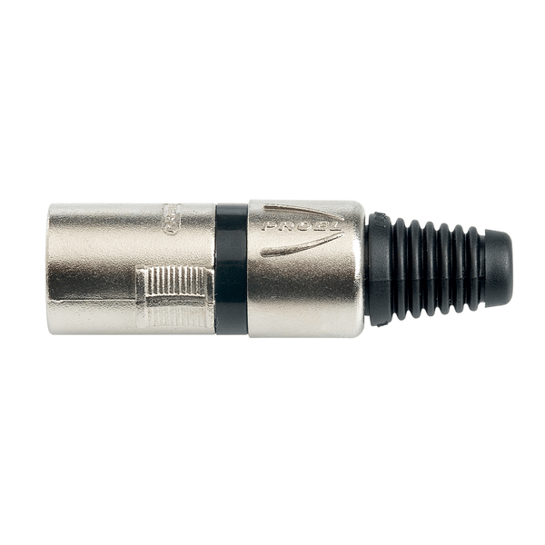 PROEL STAGE Spina volante XLR professionale 3 poli. Colore: Argento con anello nero.