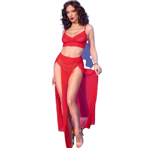 CHILIROSE SETS CHILIROSE - CR 4850 SET TOP E LEGGINGS ROSSI CON ACCESSORI DORATI L