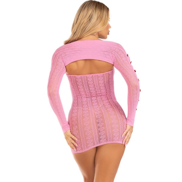 LEG AVENUE - VESTIDO CORAZON &amp; LAZOS ROSA TALLA ÚNICA