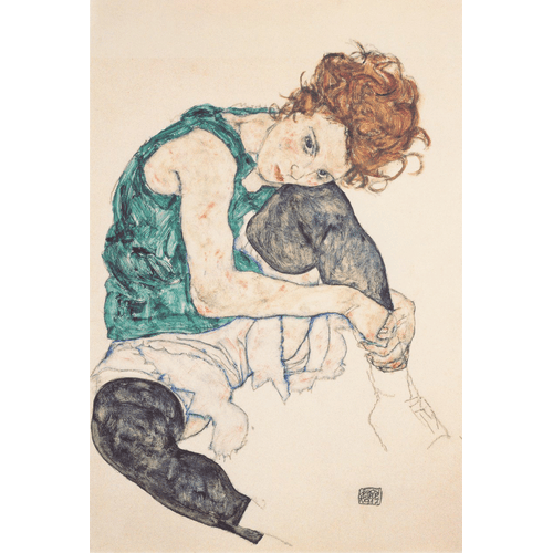 Egon Schiele Donna seduta con ginocchio sollevato