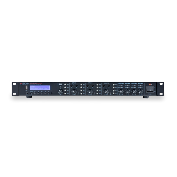 HELVIA Mixer-Amplificatore 4x60W 1U Rack a Matrice con 4-Ingressi e 4 Zone con Multi-Player