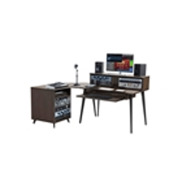 Gator Frameworks GFW-ELITEDESK-BRN Scrivania workstation Elite in noce scuro per studi e creator<br>
