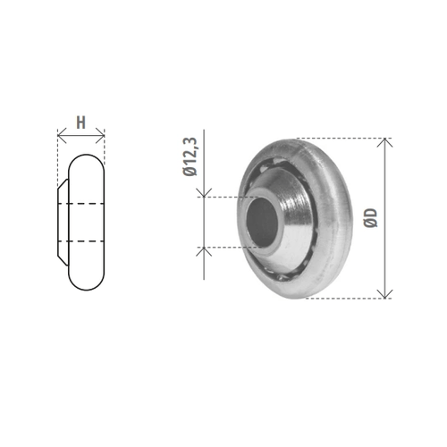 CUSCINETTO A SFERA 40mm Ø 12,3 H=12 BUSSOLA FERRO ZINCATO
