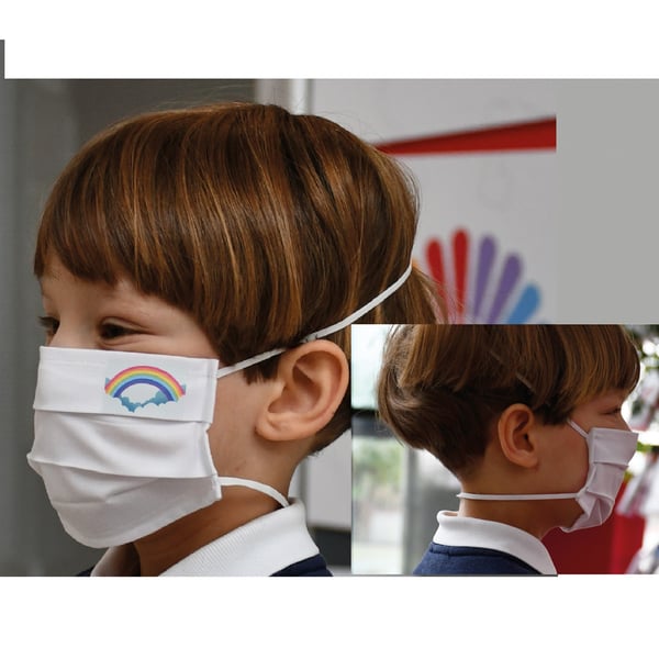 MASCHERINA IGIENICA PROTETTIVA RIUTILIZZABILE 'BAM bianca cm. 18 x 7 - 2/5 anni. Modello bianca cm. 18 x 7 - 2/5 anni