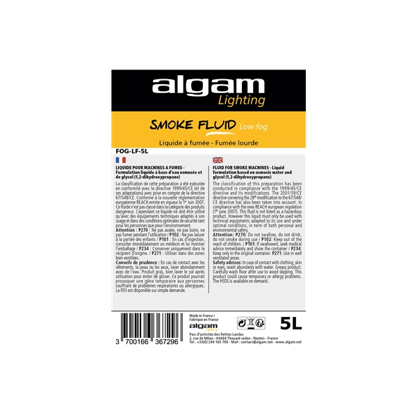 Algam Lighting FOG-LF-5L Liquido Fumo Basso 5L