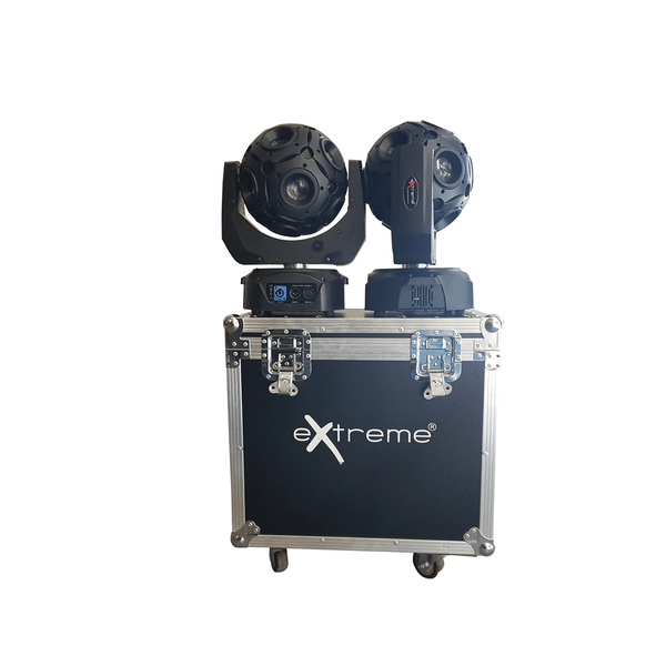 EXTREME QUAD METEOR 1215 COPPIA TESTE MOBILI A SFERA 12 LED X 15W RGBW DMX 8 CANALI EFFETTI + CASE IN OMAGGIO