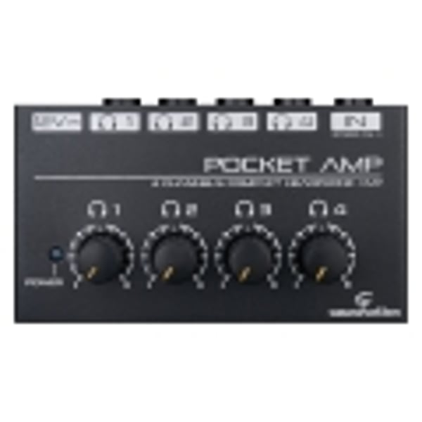 SOUNDSATION Mini amplificatore stereo per cuffie a 4 canali con alimentatore. Modello POCKET-AMP