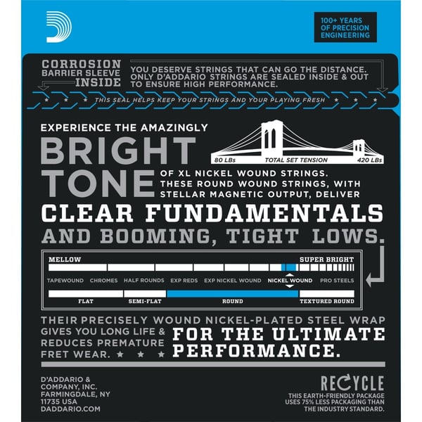 D'ADDARIO Nickel Wound Bass Guitar Strings, Heavy, 55-110, Long Scale