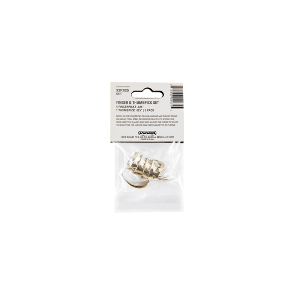Dunlop 33P N/S 4FINGER & 1THUMB .025 - PLAYER'S PACK 5 PLETTRI