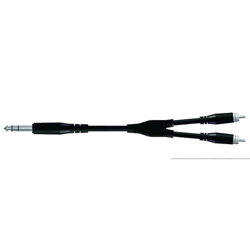 PROEL STAGE Cavo adattatore Y con connessioni stampate PROEL spina jack Stereo Ø 6.3 mm - 2 x spina RCA. Lunghezza: 3.0 m. Colore disponibile: Nero. Altre lunghezze disponibili: visualizzare le specifiche tecniche
