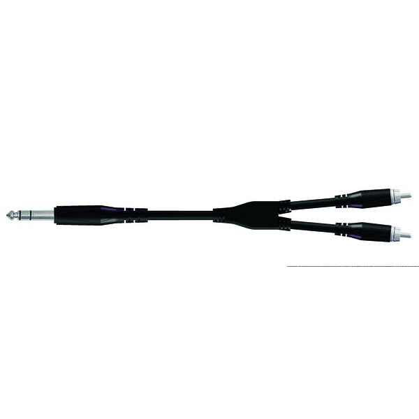 PROEL STAGE Cavo adattatore Y con connessioni stampate PROEL spina jack Stereo Ø 6.3 mm - 2 x spina RCA. Lunghezza: 3.0 m. Colore disponibile: Nero. Altre lunghezze disponibili: visualizzare le specifiche tecniche