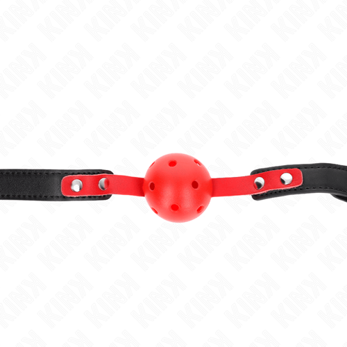 KINK COLLAR & GAG KINK - PALLA DURA CAVA ROSSA 4 CM GAG NERO CINTURINO 60 x 2 CM REGOLABILE 37-52 CM