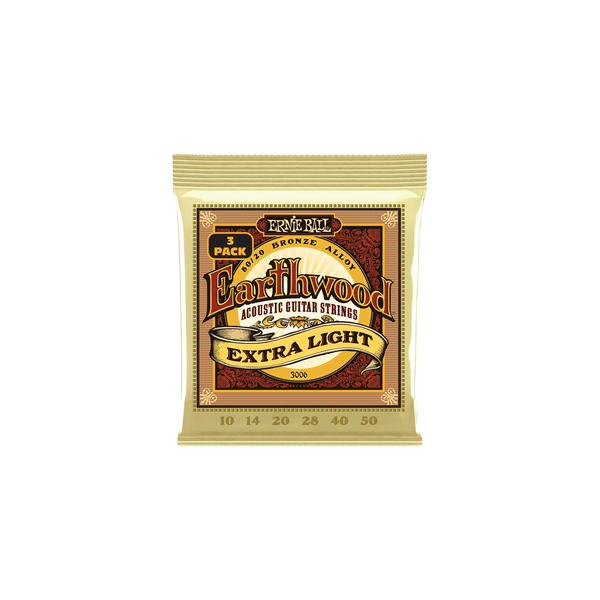Ernie Ball 3006 Earthwood Extra Light 8020 3 Pk 10 50