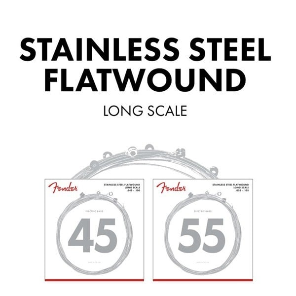 FENDER Set di Corde Stainless 9050's Bass in Acciaio Inossidabile Flatwound 9050L Scalature .045-.100. Modello 0739050403
