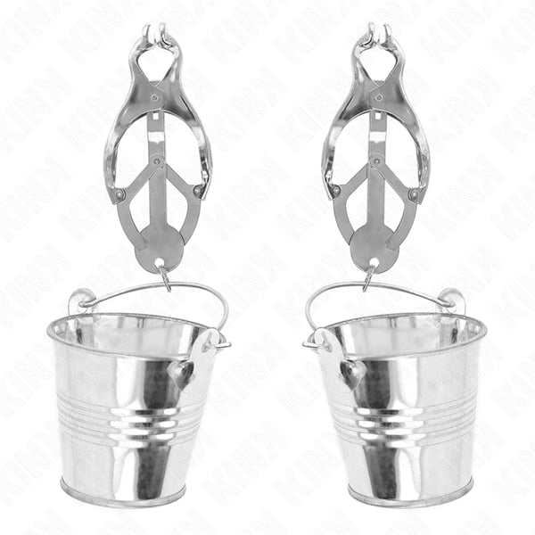 KINK - PINZAS PARA PEZONES ESTILO JAPONÉS CON CUBOS PLATEADO