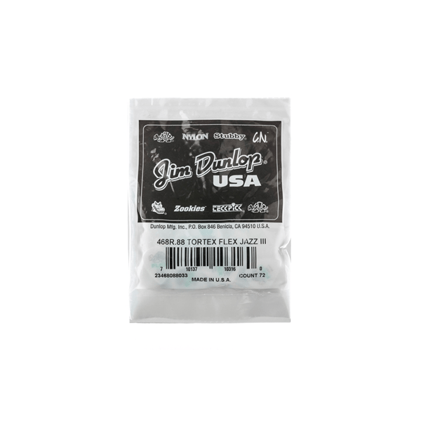 Dunlop 468R.88 Tortex Flex Jazz III .88mm bag/72
