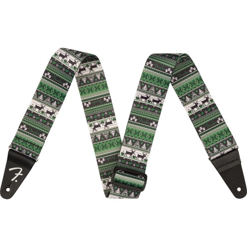 FENDER Tracolla Ugly Xmas Sweater Strap, Green Fair Isle
