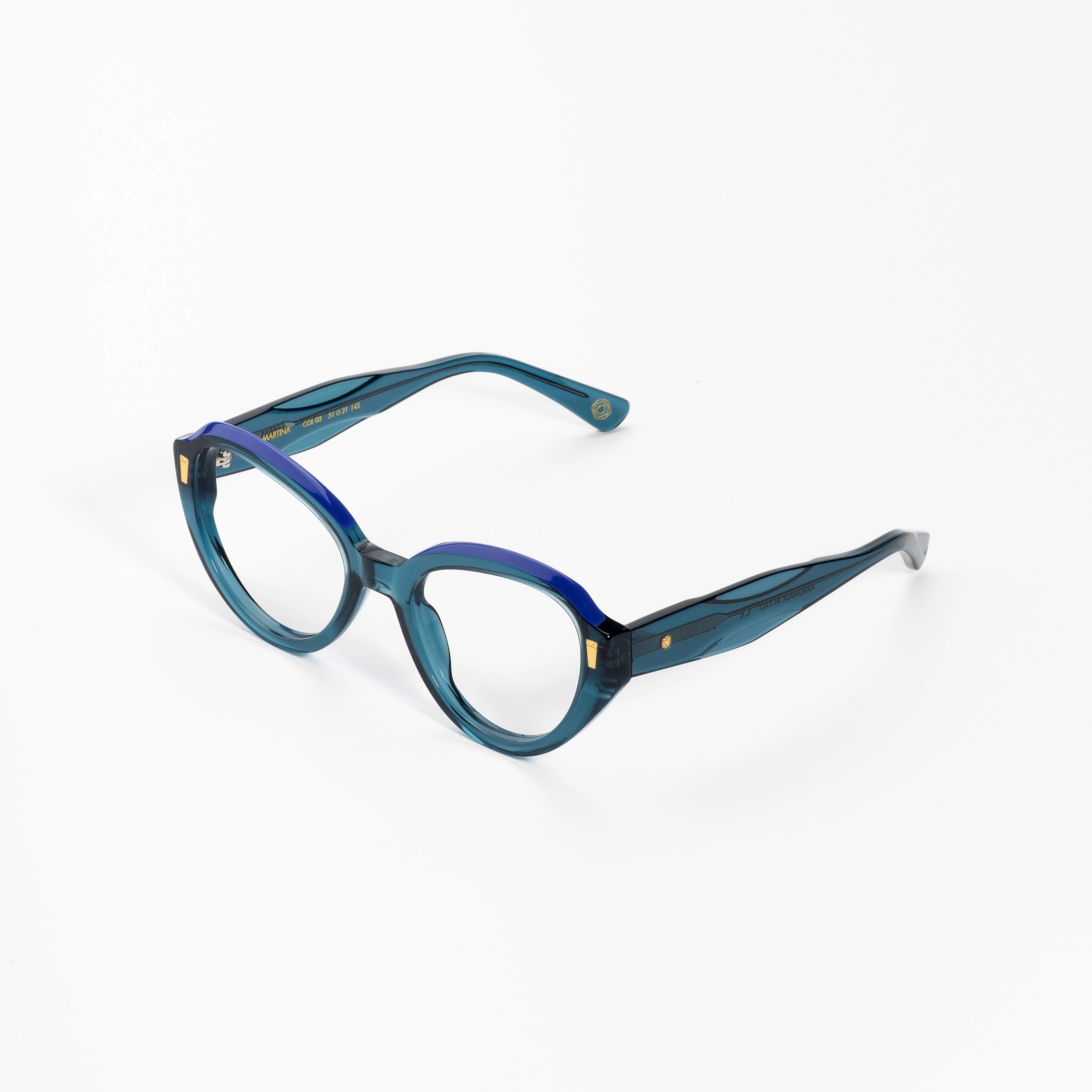 Kyme Martina Blue - Retro Round Handmade Italian Sunglasses