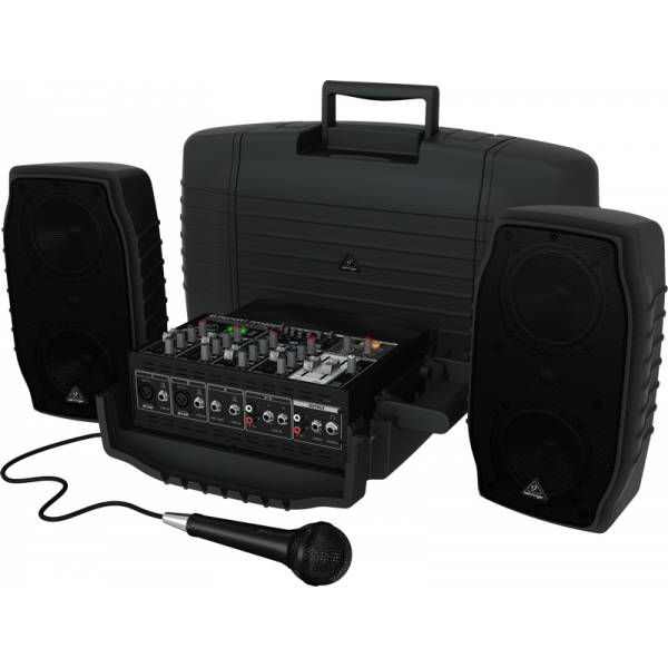 BEHRINGER PPA200 SISTEMA PORTATILE COMPATTO 5 CANALI 150 WATT CASSE + MIXER + MICROFONO +CAVI