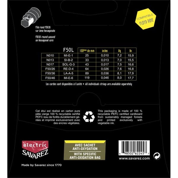 Savarez F50L Corde Focus per Chitarra Elettrica 10-46, Set/6