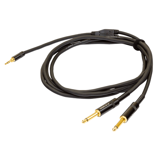 PROEL STAGE Cavo audio professionale "Y" con connessioni spina jack Stereo Yongsheng Ø 3.5 mm (cavo da 16 cm) - 2 x spina jack Mono Ø 6.3 mm Yongsheng. Lunghezza: 1.5 metri. Colore disponibile: Nero. Altre lunghezze disponibili: visualizzare le specifiche tecniche