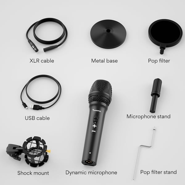 MAONO Microfono USB/XLR dinamico da tavolo AU-HD300T