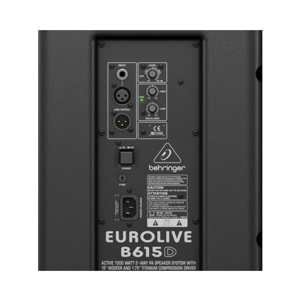 BEHRINGER B615D CASSA ATTIVA 1500 WATT 2 VIE WOOFER 15" DIGITALE DRIVER TITANIO 1,75" EQUALIZZATORE 2 BANDE