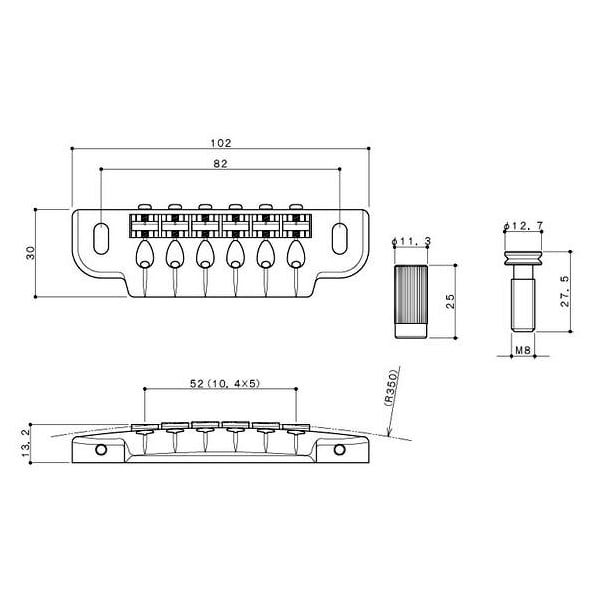 GOTOH Ponte Attaccacorde Tipo PRS per Chitarra Elettrica (Cromato)