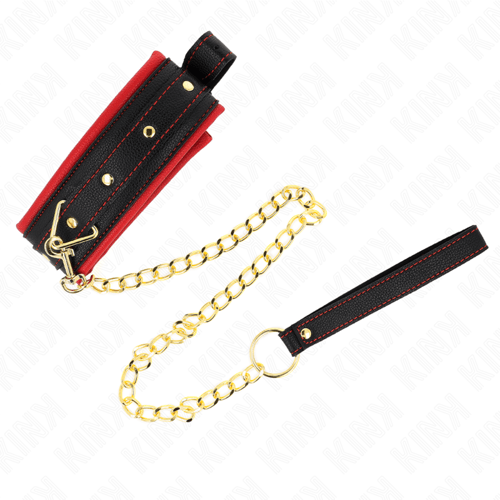 KINK COLLAR & GAG KINK - COLLARE CON GUINZAGLIO IN TESSUTO TINTO REGOLABILE 33-48 CM X 5,7 CM