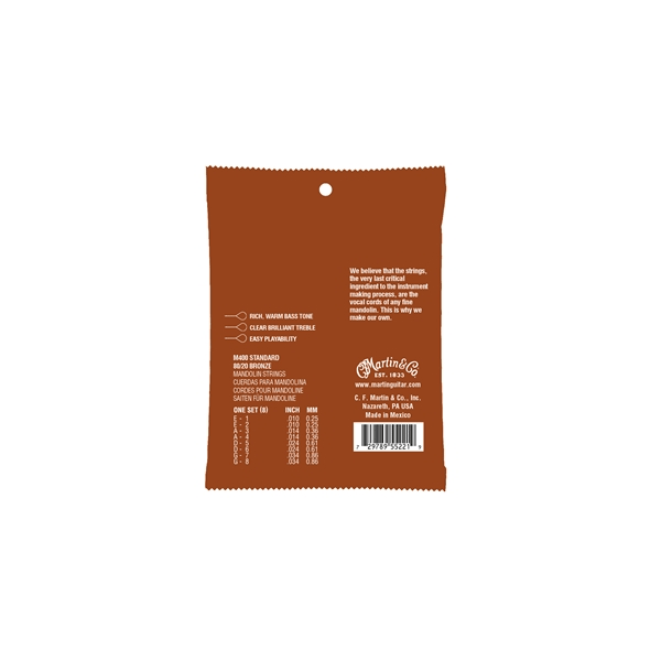 Martin &amp; Co. M400 Mandolin Strings Standard 80/20 Bronze
