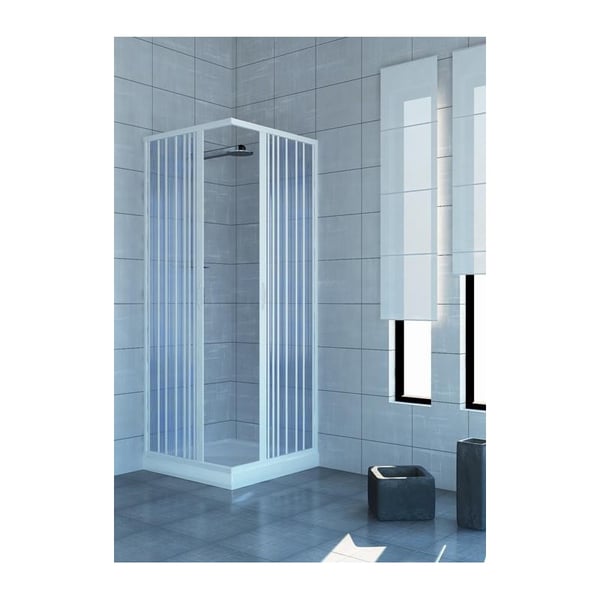 Mampara de ducha plegable de esquina de pvc reducible reversible h 185 cm  mod. Aster con