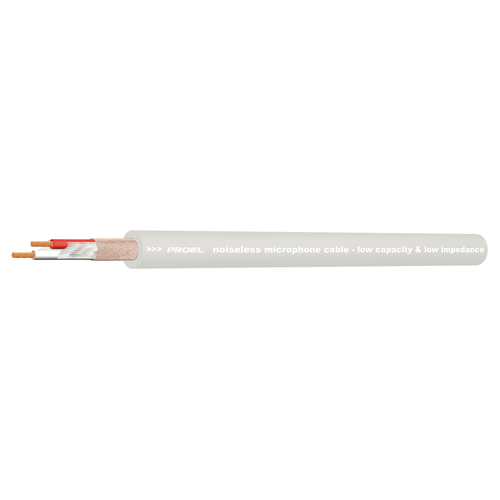 PROEL STAGE Cavo bilanciato professionale per microfono con guaina esterna flessibile - O.F.C. (Oxygen Free Copper - Sezione 2 x 0,22 mm2). Colore bianco.