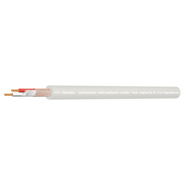 PROEL STAGE Cavo bilanciato professionale per microfono con guaina esterna flessibile - O.F.C. (Oxygen Free Copper - Sezione 2 x 0,22 mm2). Colore bianco.