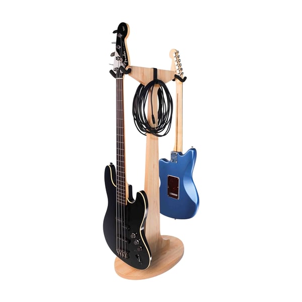 Gator Frameworks GFW-ELITEGTRHNGSTD-2X-MPL Stand appendi-chitarra doppio in finitura naturale acero opaco<br>