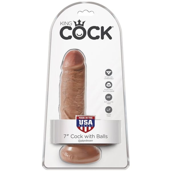 KING COCK - REALISTISCHER PENIS MIT KUGELN 13,2 CM KARAMELL