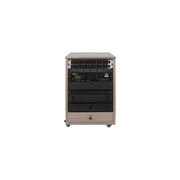 Gator Frameworks GFW-ELITESTUDIORK12-GRY Rack da studio inclinato 12 unità con finitura grigia in legno Driftwood<br>
