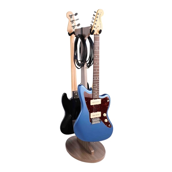 Gator Frameworks GFW-ELITEGTRHNGSTD-2X-GRY Stand appendi-chitarra doppio in finitura grigio driftwood<br>