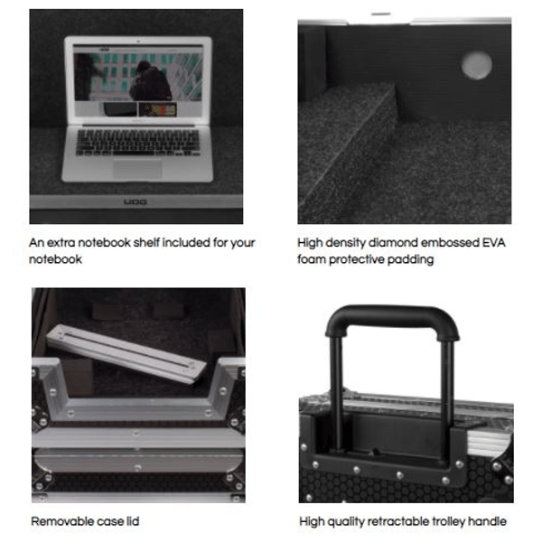 UDG U91054BL - FC MULTI FORMAT XXL BLACK PLUS (LAPTOP SHELF, TROLLEY & WHEELS)