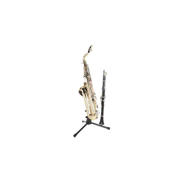 Gator Frameworks GFW-BNO-SAXFLU Supporto a treppiede per sax alto/tenore con attacco per clarinetto o flauto<br>
