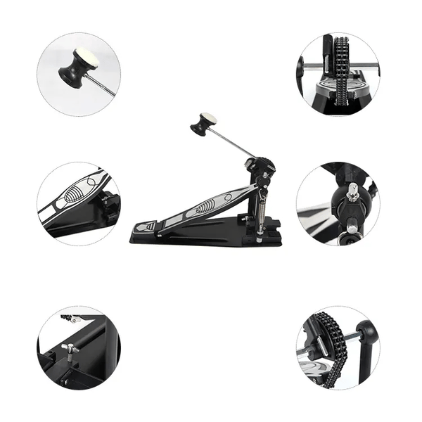 EXTREME P610 PEDALE SINGOLO PER CASSA BATTERIA CON MECCANISMO A CATENA E BASE PIENA IN ACCIAIO