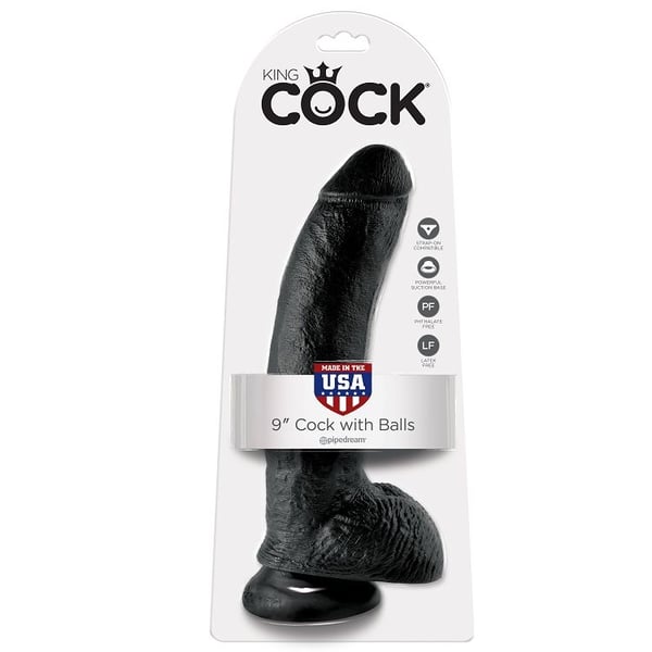 KING COCK 9" CAZZO NERO CON SFERE 22,9 CM