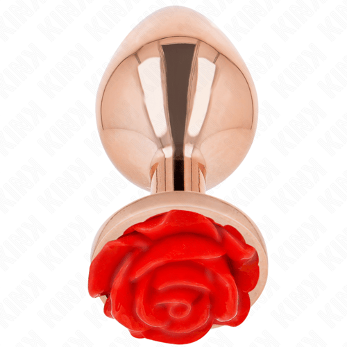 KINK PLEASURE PLUGS KINK - PLUG ANALE IN ORO ROSA CON ROSA ROSSA L