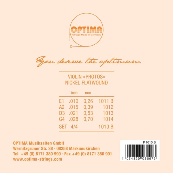 OPTIMA Set Protos per Violino. Modello P.1010.B