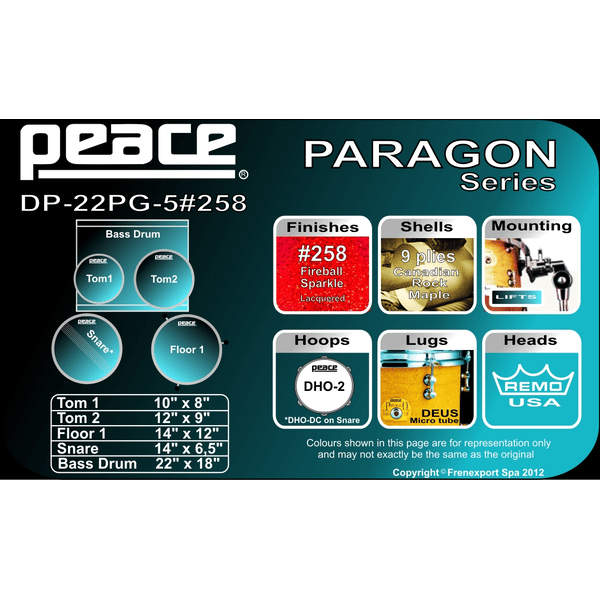 PEACE Drum Set 5 pcs in Acero Canadese con finiture laccate speciali