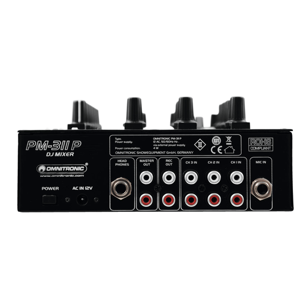 OMNITRONIC PM 311P MIXER DJ 3 CANALI CON PLAYER MP3 USB