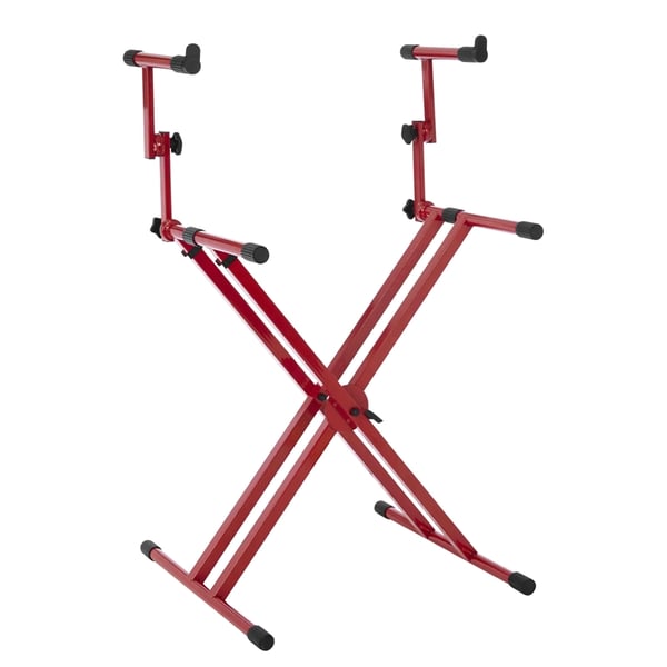 Gator Frameworks GFW-KEY-5100XRED Supporto per tastiera a doppio livello con struttura a "X" in colore rosso<br>