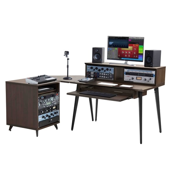 Gator Frameworks GFW-ELITEDESK-BRN Scrivania workstation Elite in noce scuro per studi e creator<br>
