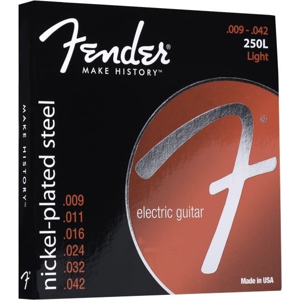 FENDER Muta per chitarra Super 250, acciaio nichelato, Ball End, scalatura 250L .009-.042, (6)