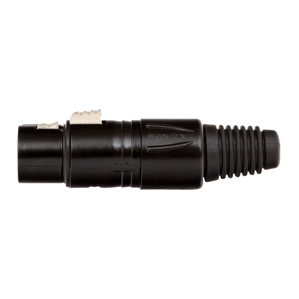 PROEL STAGE Presa volante XLR professionale 3 poli, pinza interna in nylon con molla terminale in PVC. Colore: Nero.